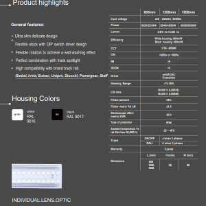 T-Line K1 Linear Track Light — Single Tilting