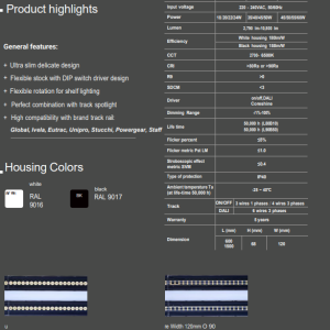 T-Line K3 Linear Track Light — Central Linear Twin Wings Tilting